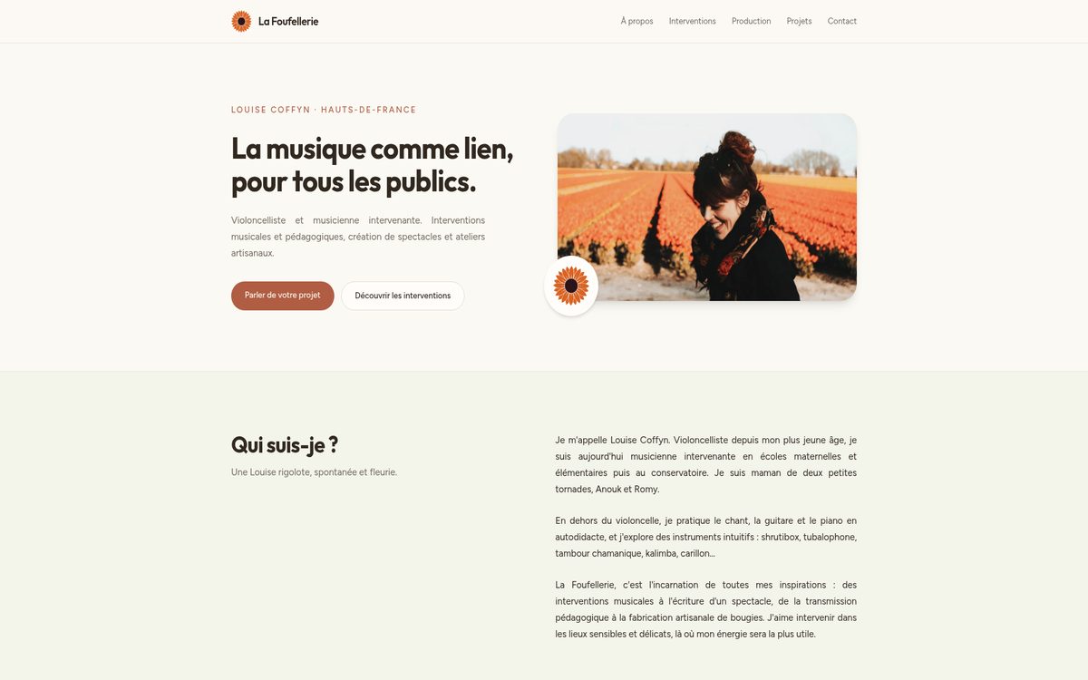Page d'accueil du site La Foufellerie
