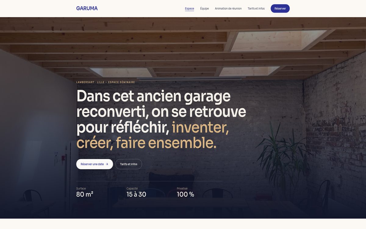 Page d'accueil du site Garuma
