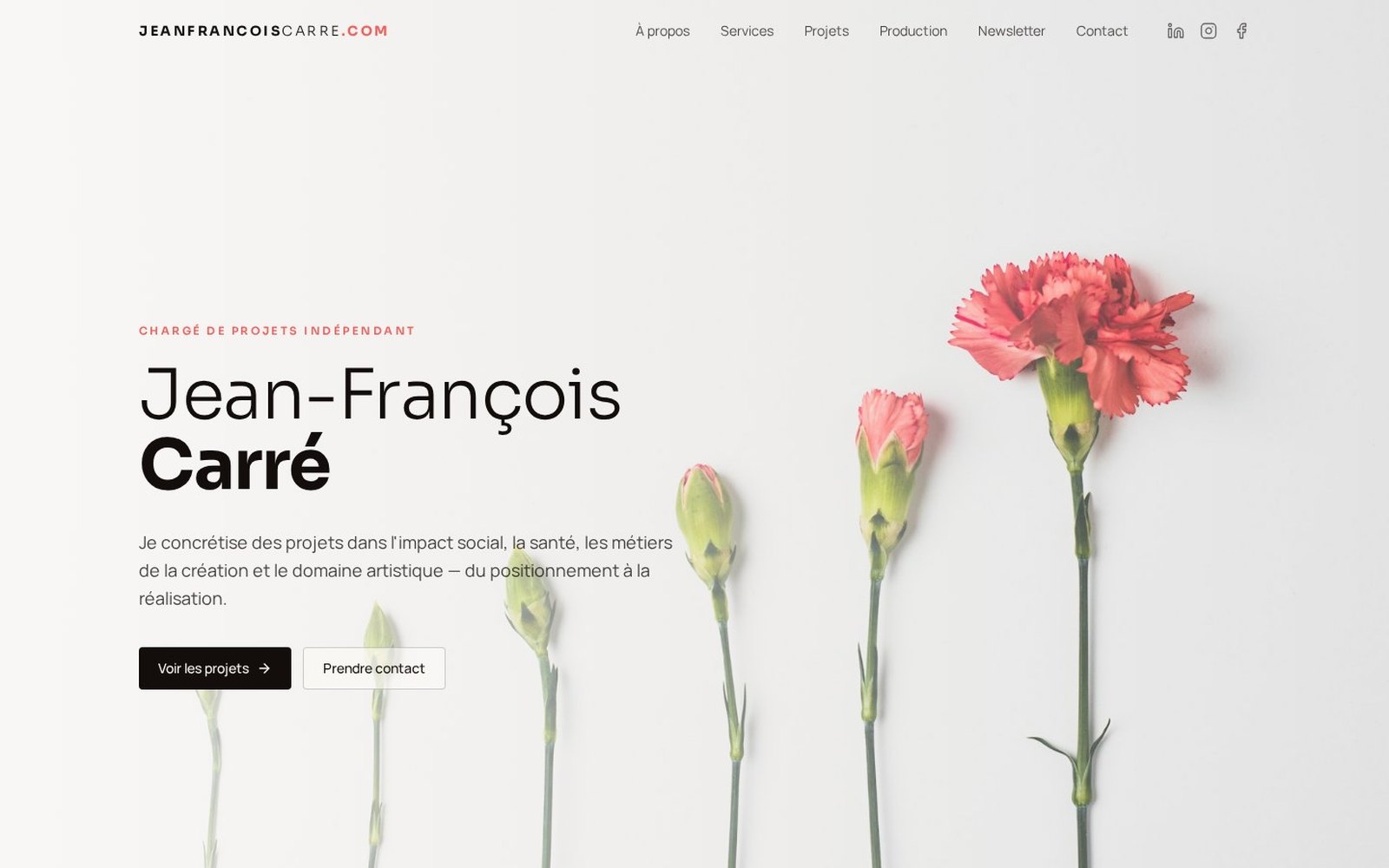 Nouvelle page d'accueil du site Jean-François Carré