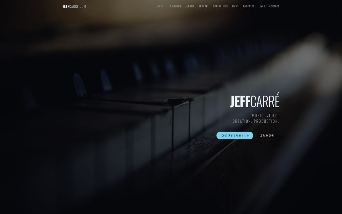 Page d'accueil du site JeffCarre.com