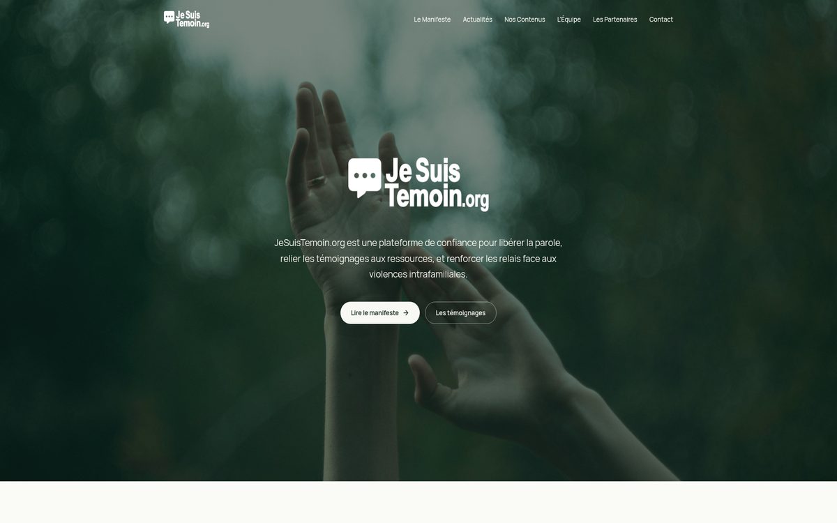Page d'accueil du site Je suis témoin