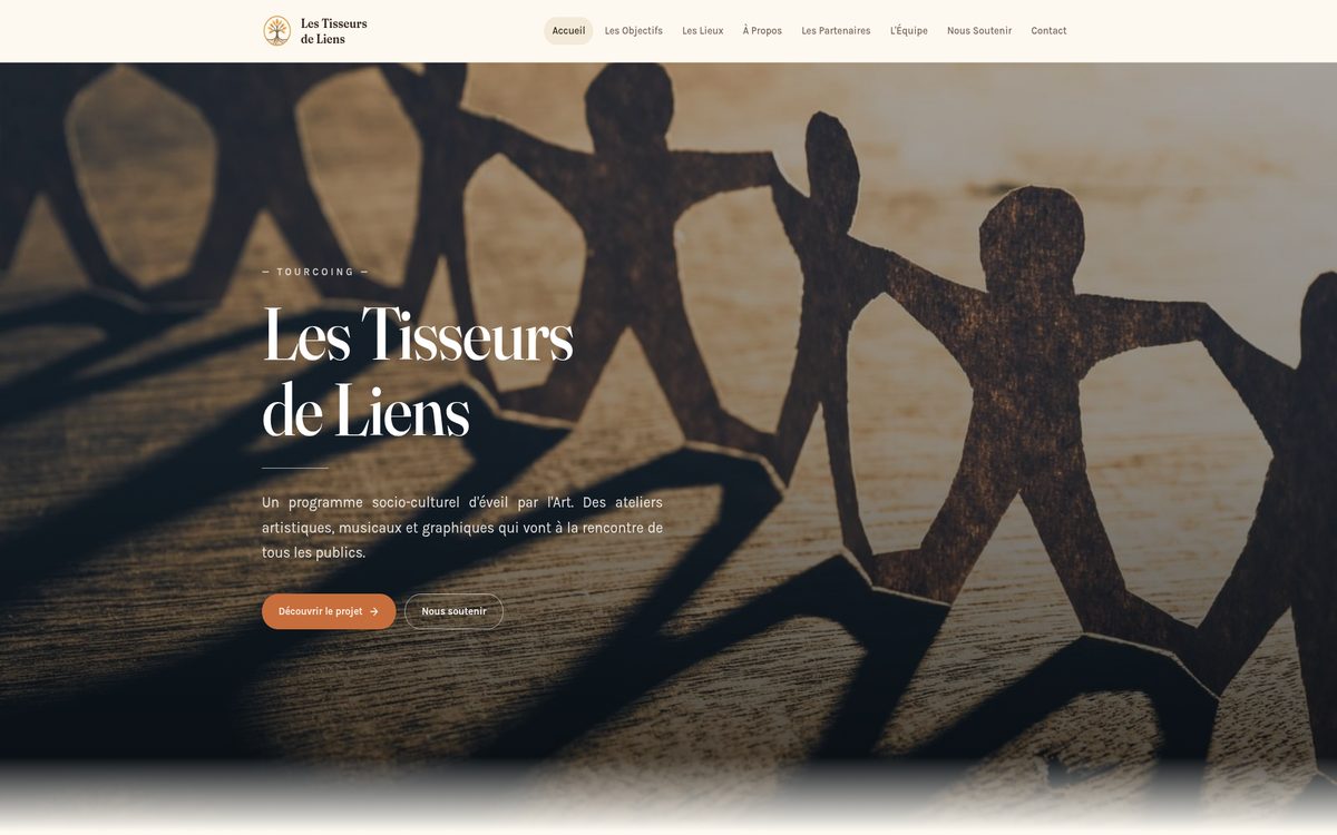 Page d'accueil du site Les Tisseurs de liens