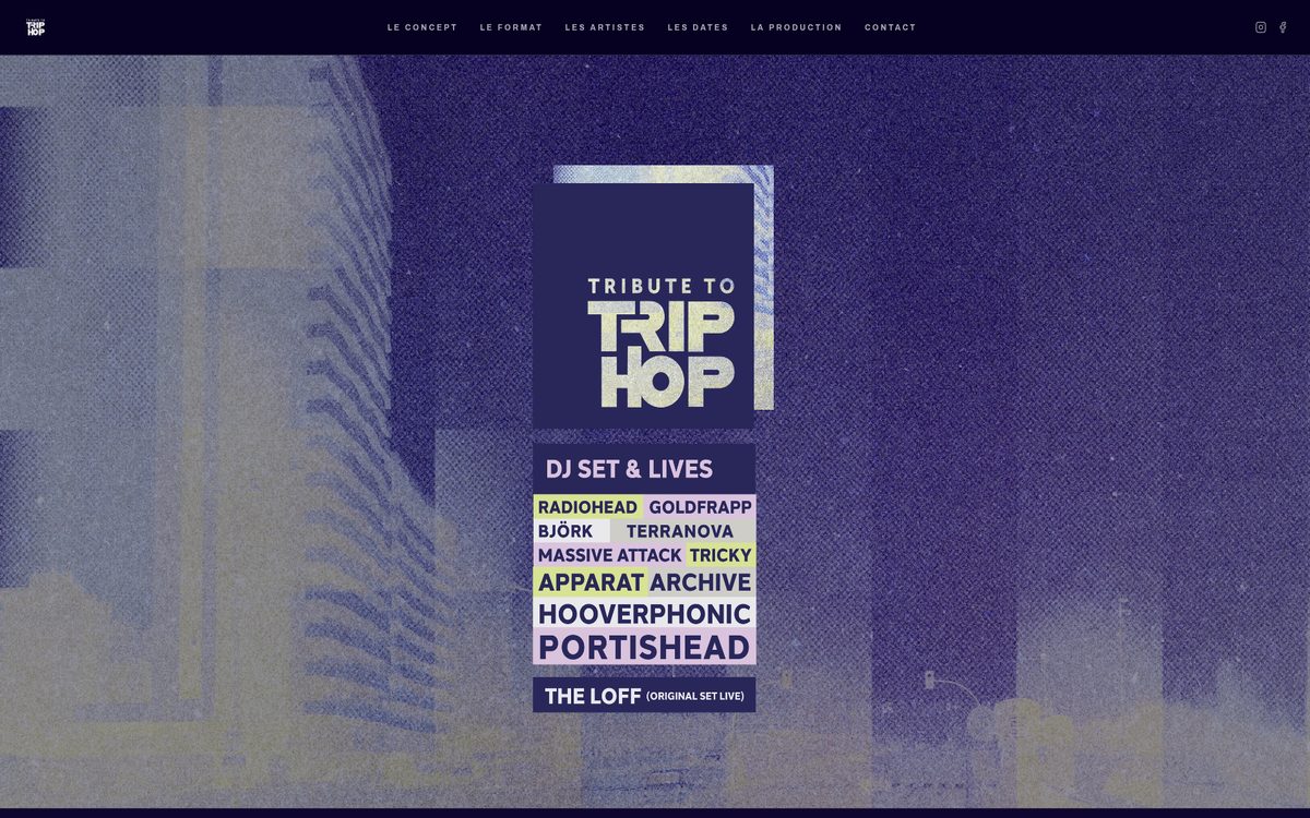 Page d'accueil du site Tribute to Trip Hop